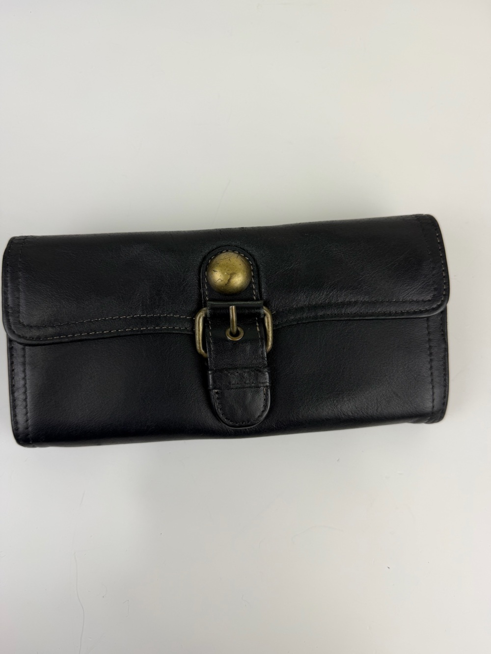 Hype Y2K Black Leather Buckle Flap Wallet Organizer